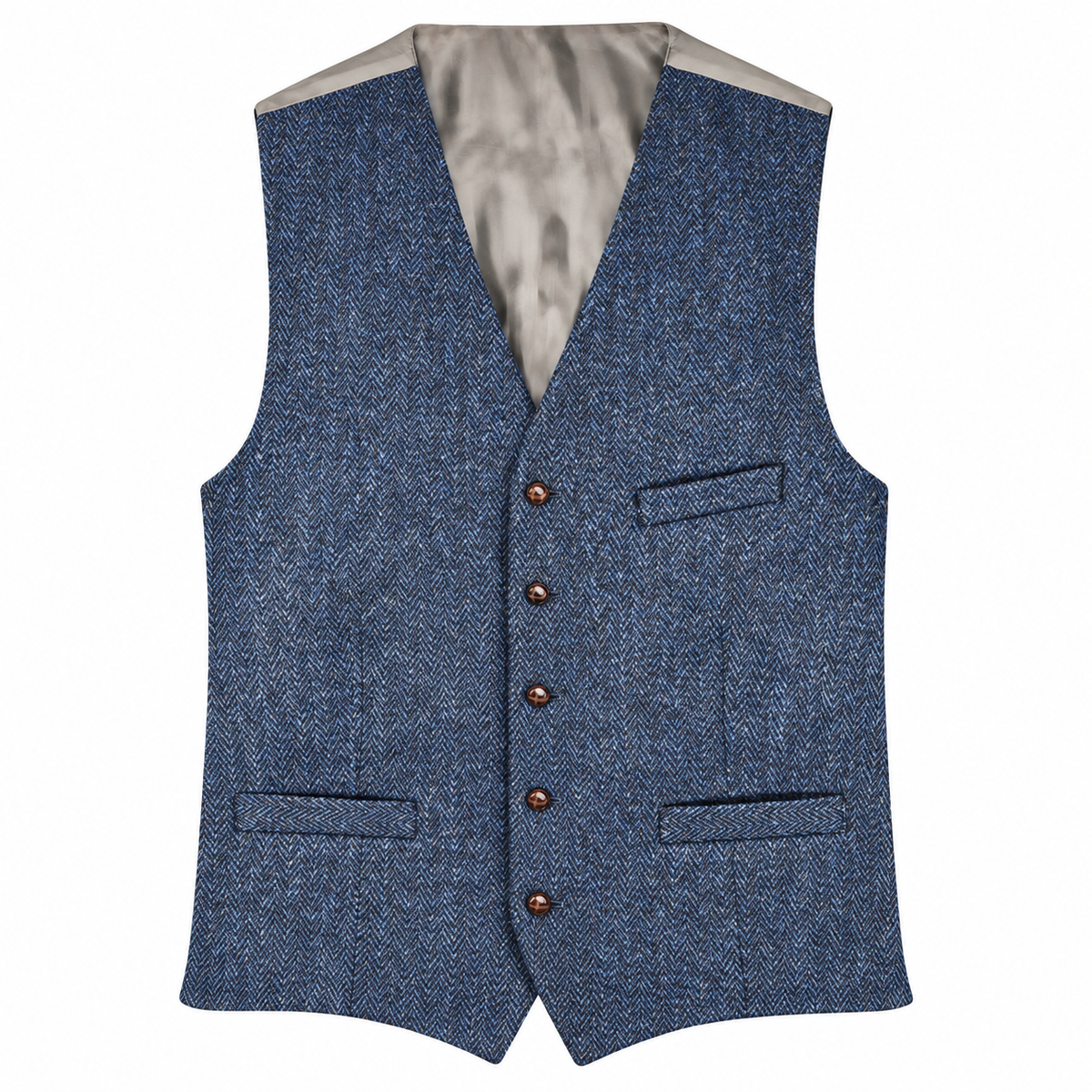 Vest Lee Check Harris Tweed Navy