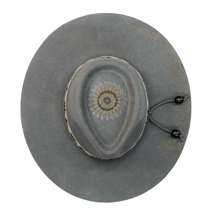 Woolfelt Embossed Flowers Stone Grey