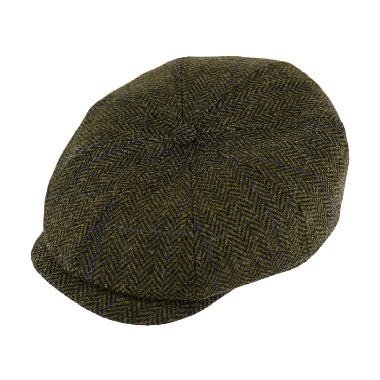 Baker Boy Cap i Shetland Wool Olive Green