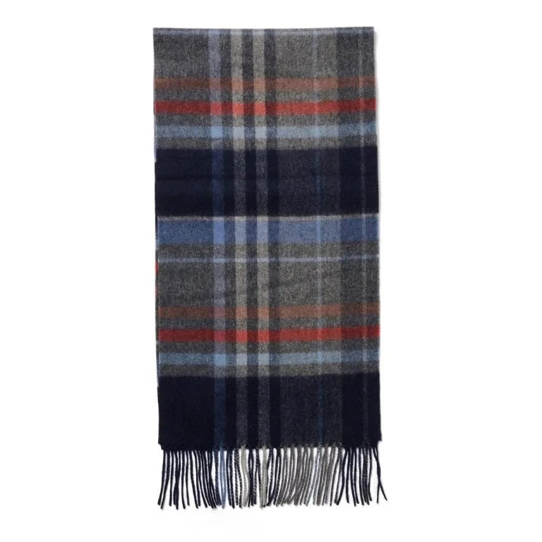 Lambswool Checked Winterscarf Grey/Blue