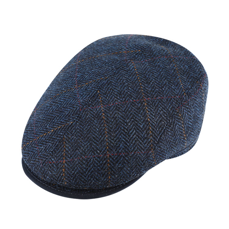 Flat Cap i Shetland Wool Navy Blue
