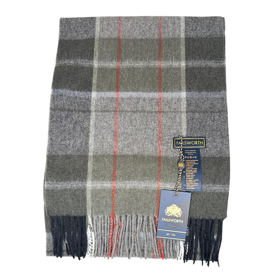 Lambswool Checked Winterscarf Grey