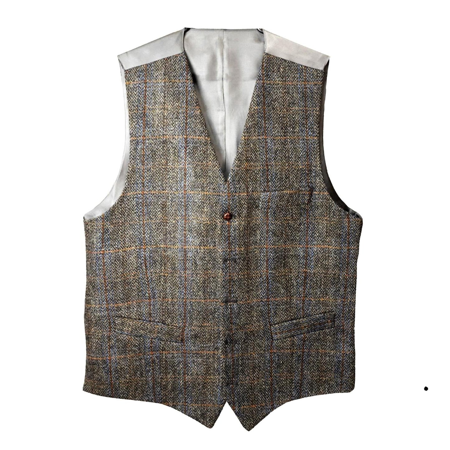 Vest Lee Check Harris Tweed Olive/Grey