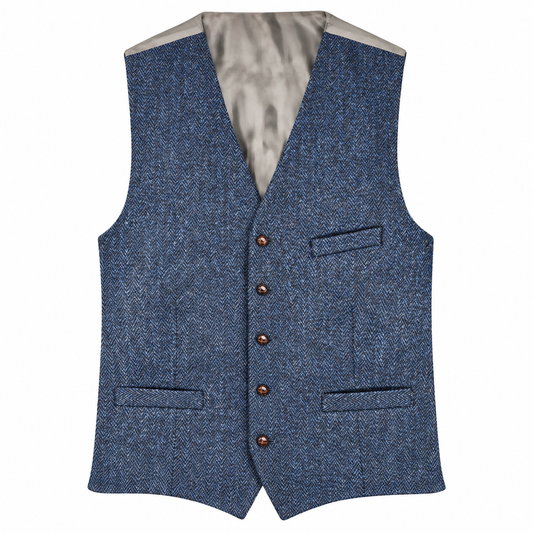 Vest Lee Check Harris Tweed Navy