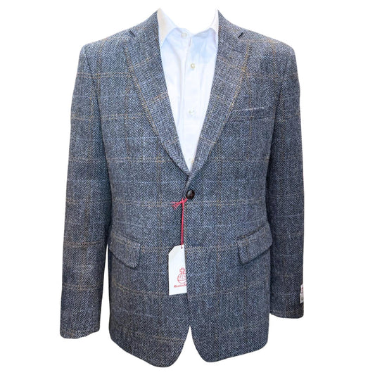 Dressjakke Lewis Harris Tweed Blue/Grey Check