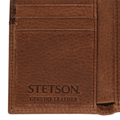Steer Head Leather Tri-fold Wallet Brown