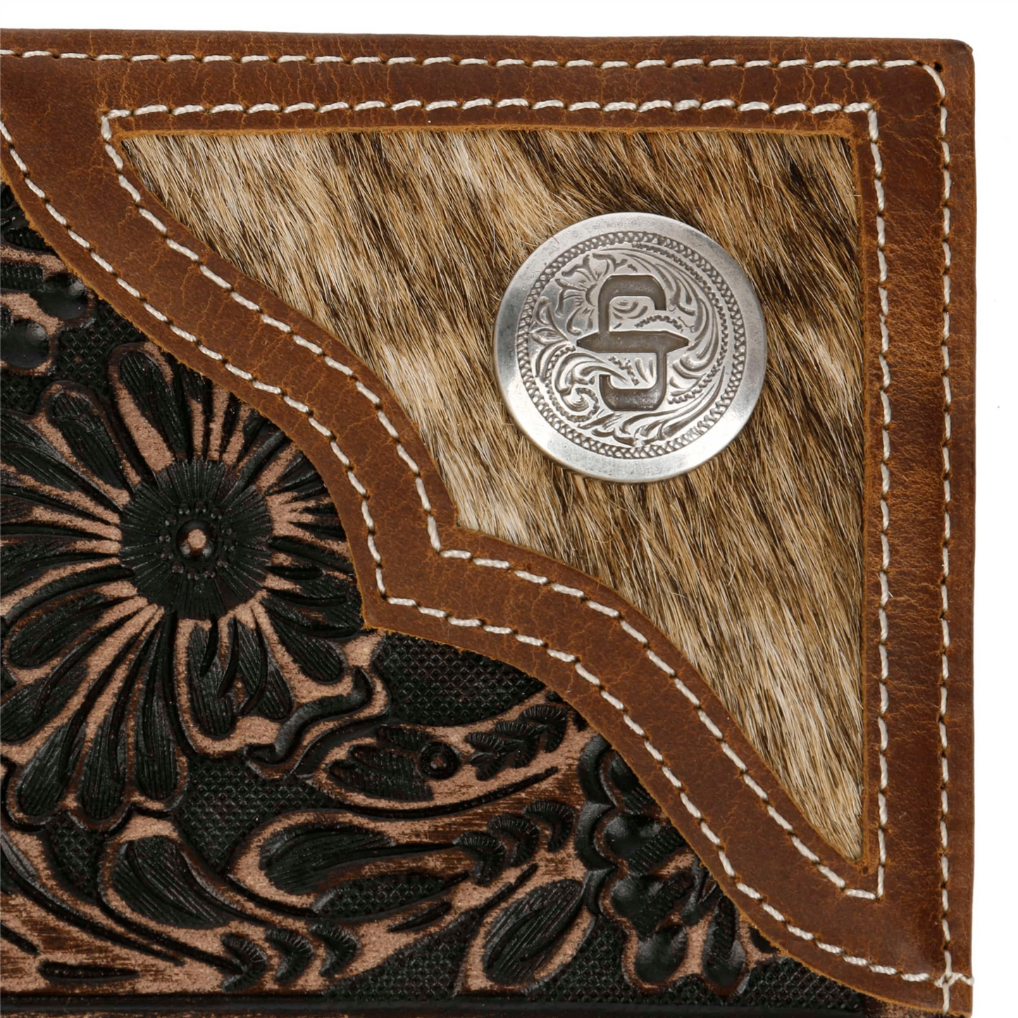 Hair-On-Hide Concho Leather Bi-fold Wallet