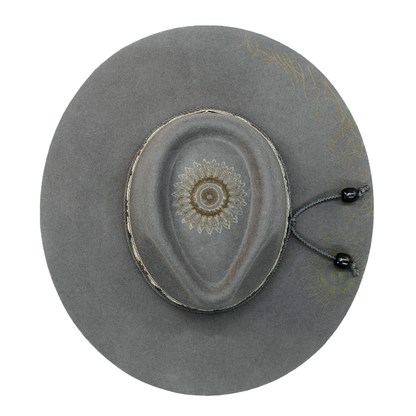 Woolfelt Embossed Flowers Stone Grey