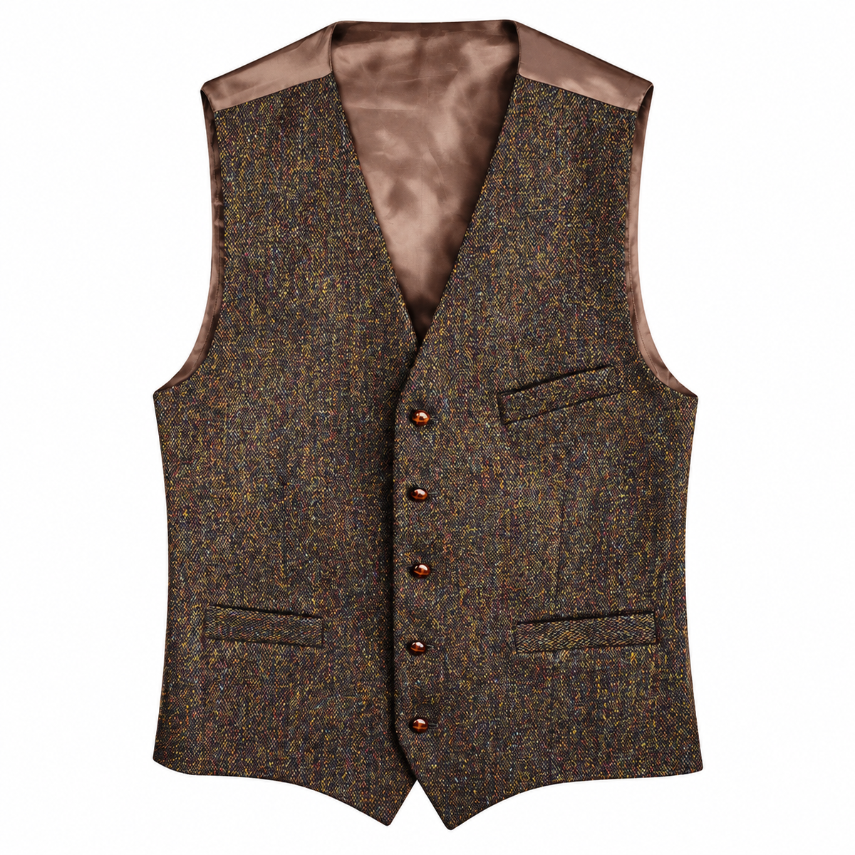 Vest Lee Check Harris Tweed Brown