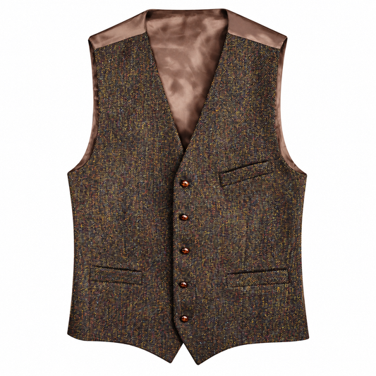 Vest Lee Check Harris Tweed Brown