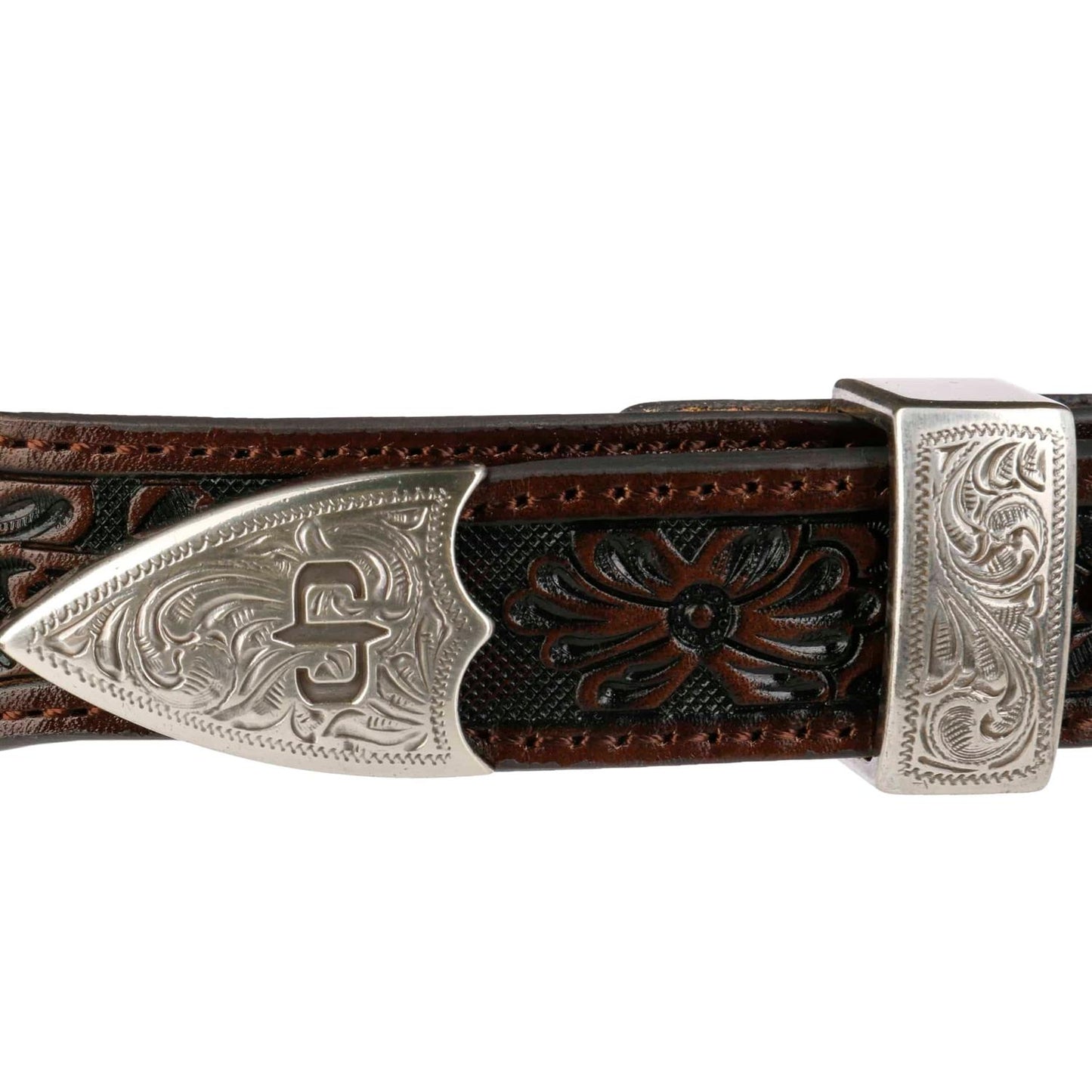 Croco Print Tooled Leather Belt