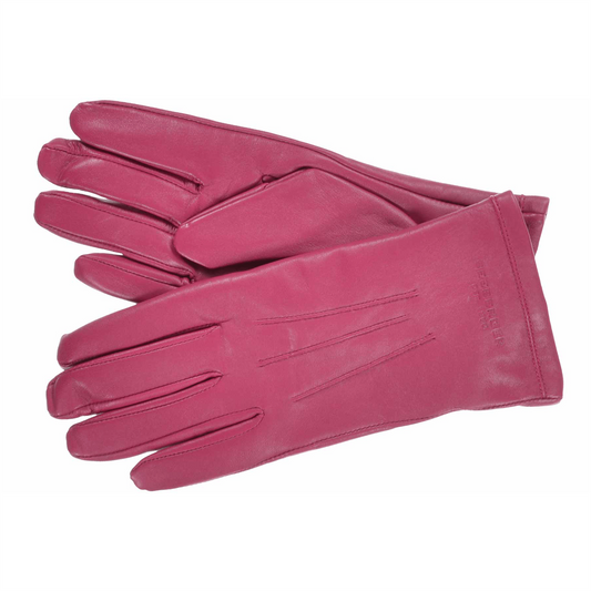 Leather Finger Gloves Berry Red