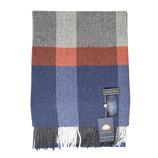 Lambswool Checked Winterscarf Blue/Grey Check