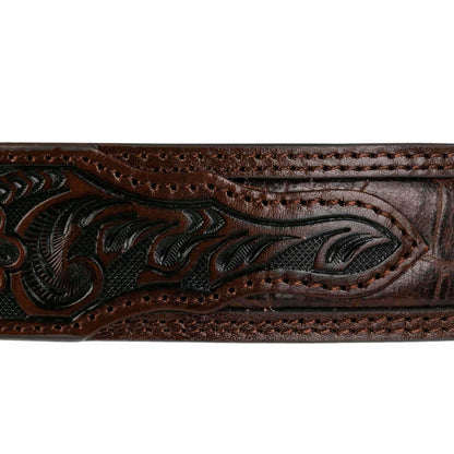 Croco Print Tooled Leather Belt