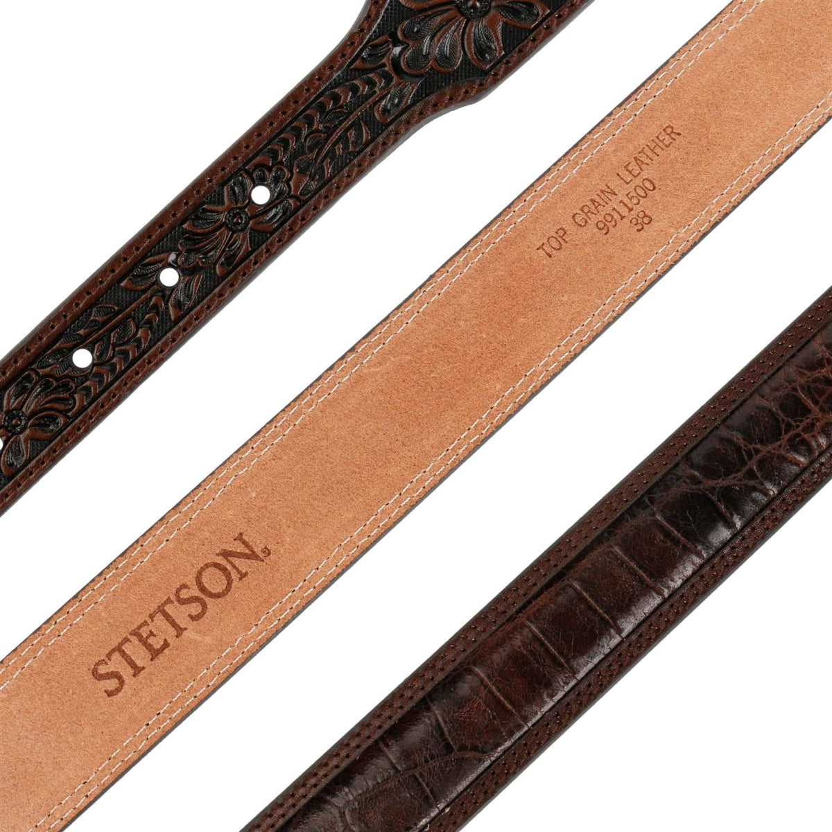 Croco Print Tooled Leather Belt