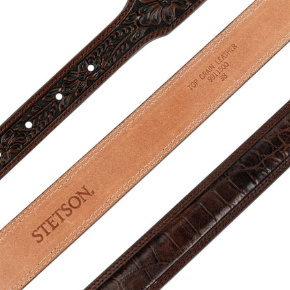 Croco Print Tooled Leather Belt
