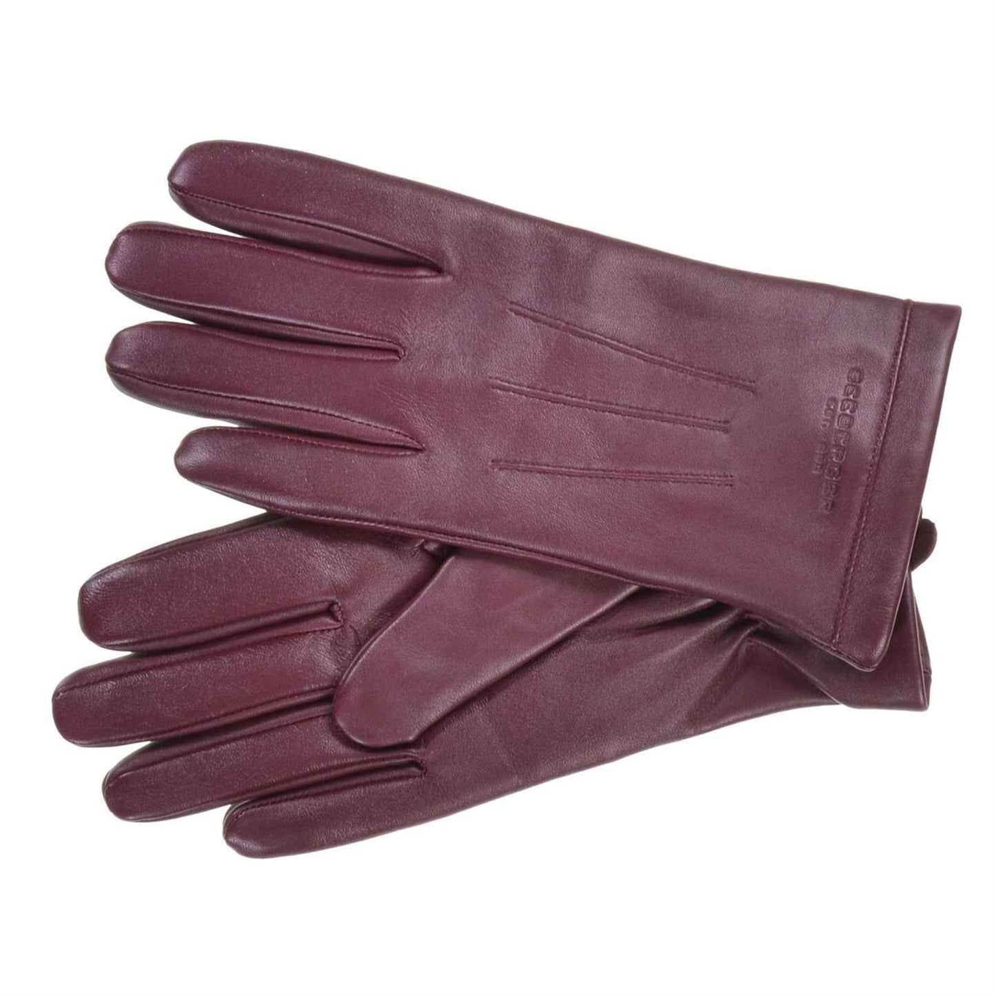 Leather Finger Gloves Burgundy Red