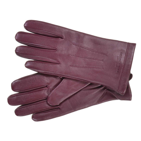 Leather Finger Gloves Burgundy Red