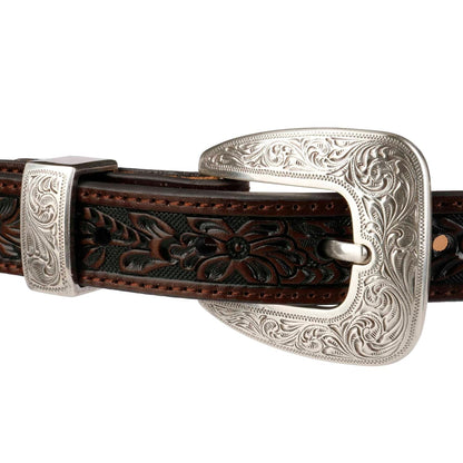 Croco Print Tooled Leather Belt