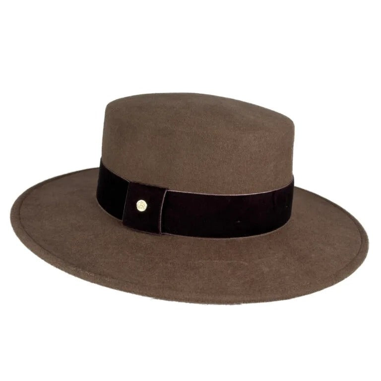 Ladies Boater Wool Brown