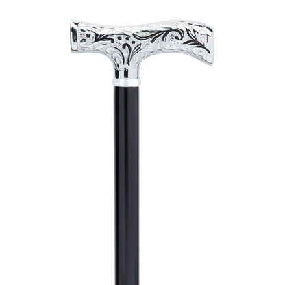 Chrome Embossed Leaf Dress Cane