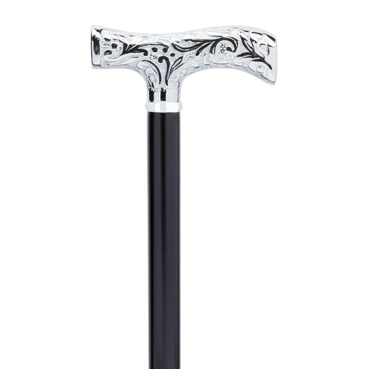 Chrome Embossed Leaf Dress Cane