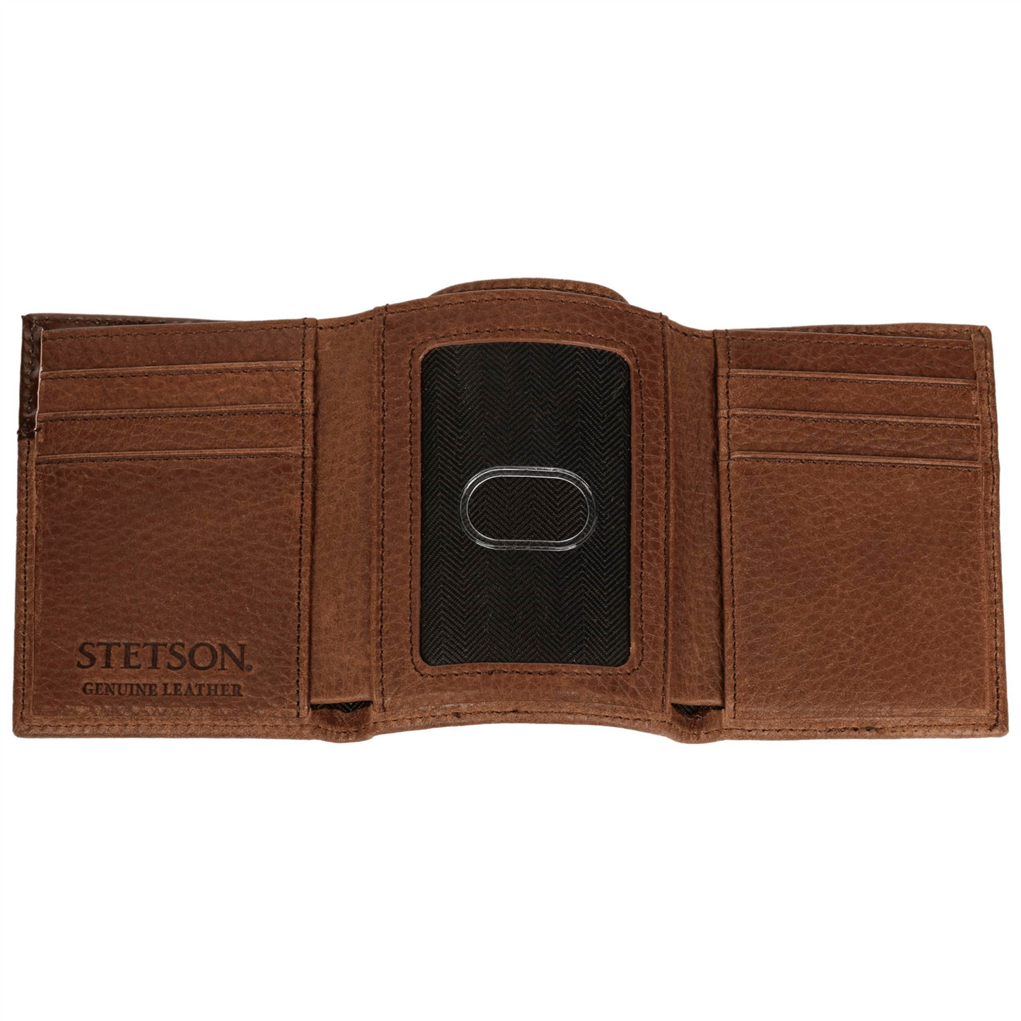 Steer Head Leather Tri-fold Wallet Brown