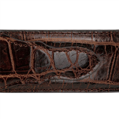 Hair-on-Hide Tooled Leather Belt Brown
