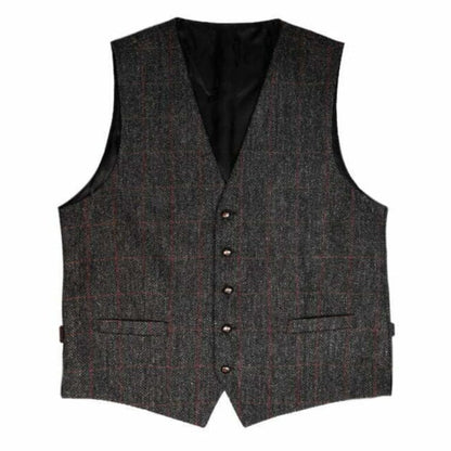 Vest i Shetland Wool Herringbone Anthracite