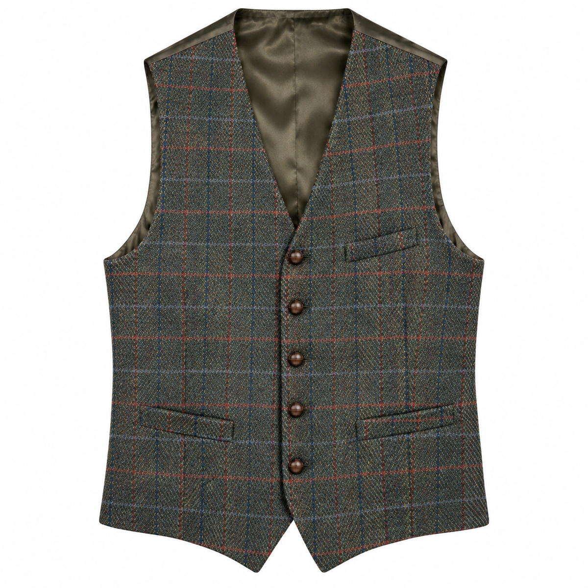 Vest Lee Check Harris Tweed Green/Blue