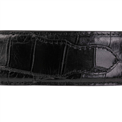 Hair-on-Hide Tooled Leather Belt Black
