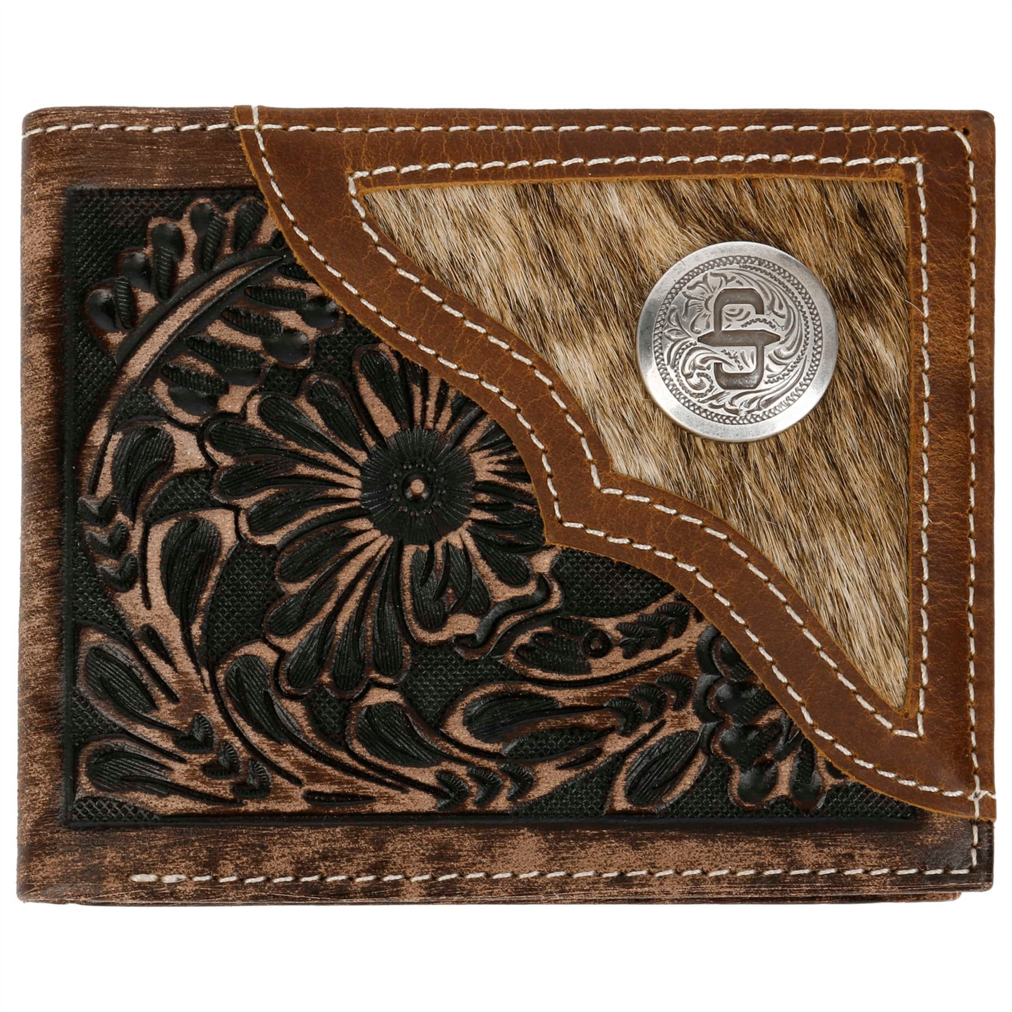 Hair-On-Hide Concho Leather Bi-fold Wallet