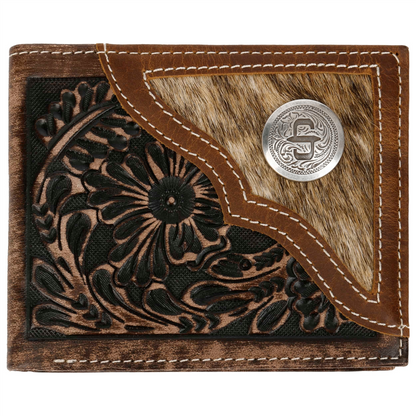 Hair-On-Hide Concho Leather Bi-fold Wallet