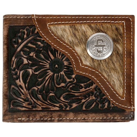 Hair-On-Hide Concho Leather Bi-fold Wallet