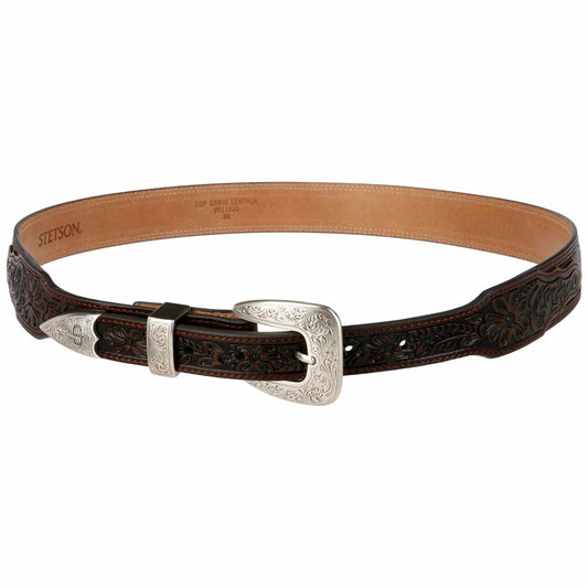 Croco Print Tooled Leather Belt