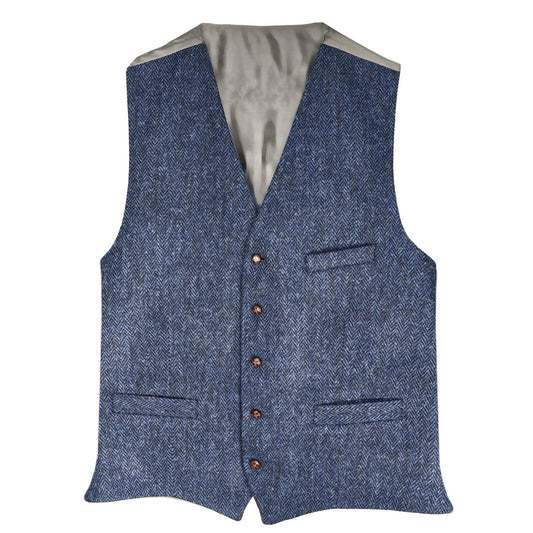 Vest Lee Check Harris Tweed Navy