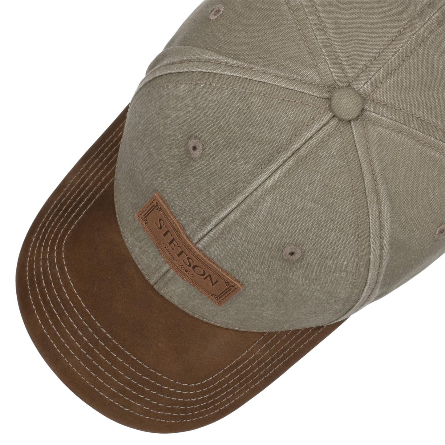 Baseball Cap Cotton/Leather Khaki