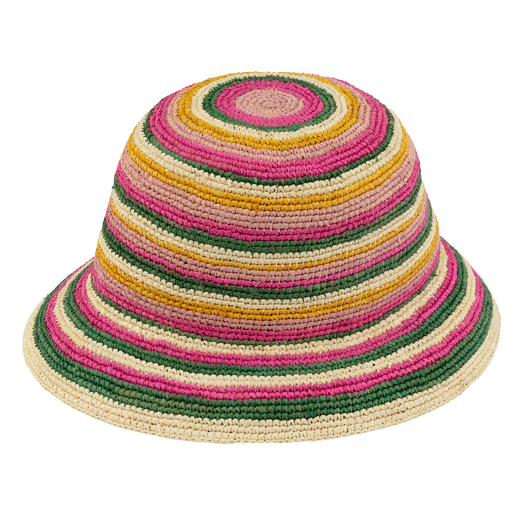Gloche Raffia Stripe Pink