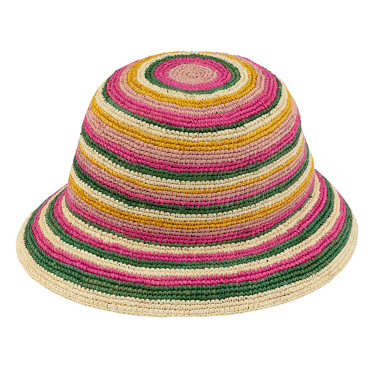 Gloche Raffia Stripe Pink
