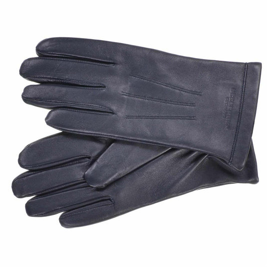 Leather Finger Gloves Marine Blue
