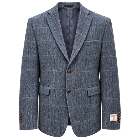 Dressjakke Lewis Harris Tweed Blue/Grey Check