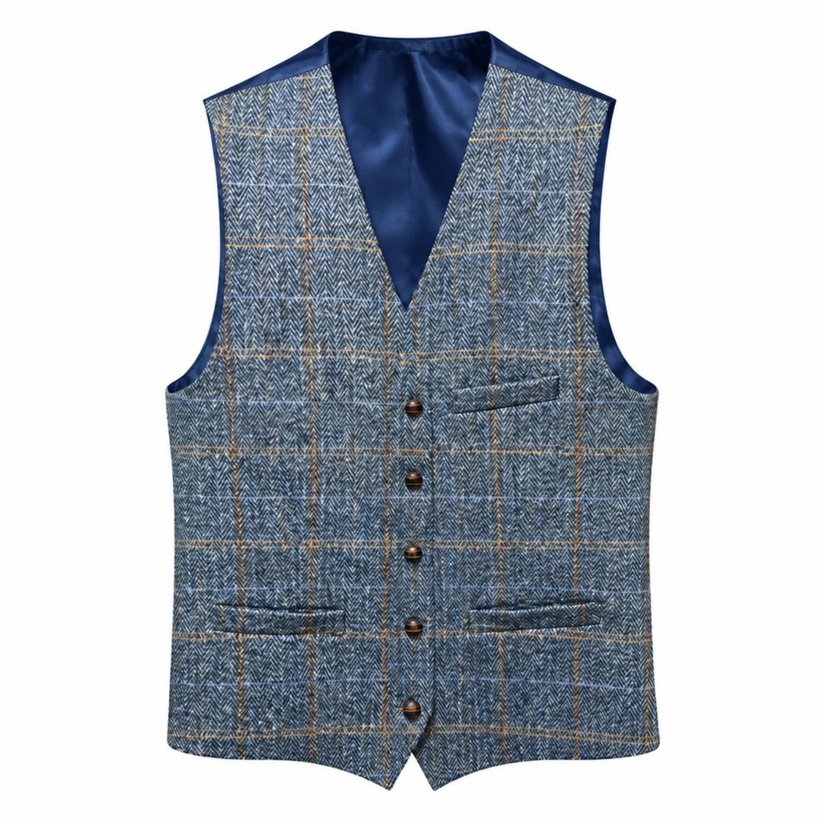 Vest Lee Harris Tweed Blue/Grey Check