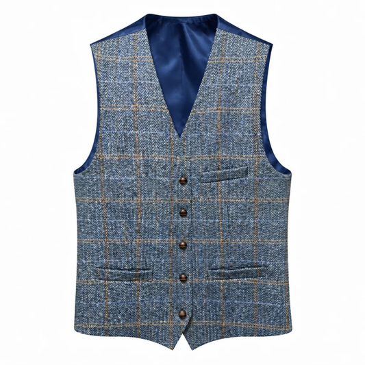 Vest Lee Harris Tweed Blue/Grey Check
