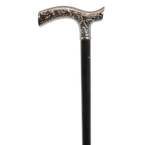 Chrome crutch, embossed, black hardwood shaft - Classic Canes, Stokker, Hattebutikken.no