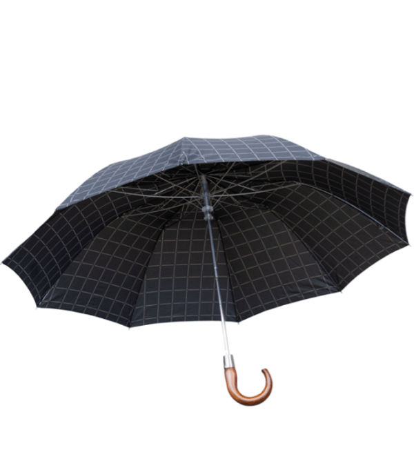 Umbrella, Folding, Wood Crook, Checks - Classic Canes, Paraply, Hattebutikken.no