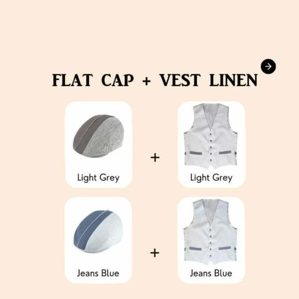 Fiebig Flat Cap + Vest Linen - , Pakkepris, Hattebutikken.no